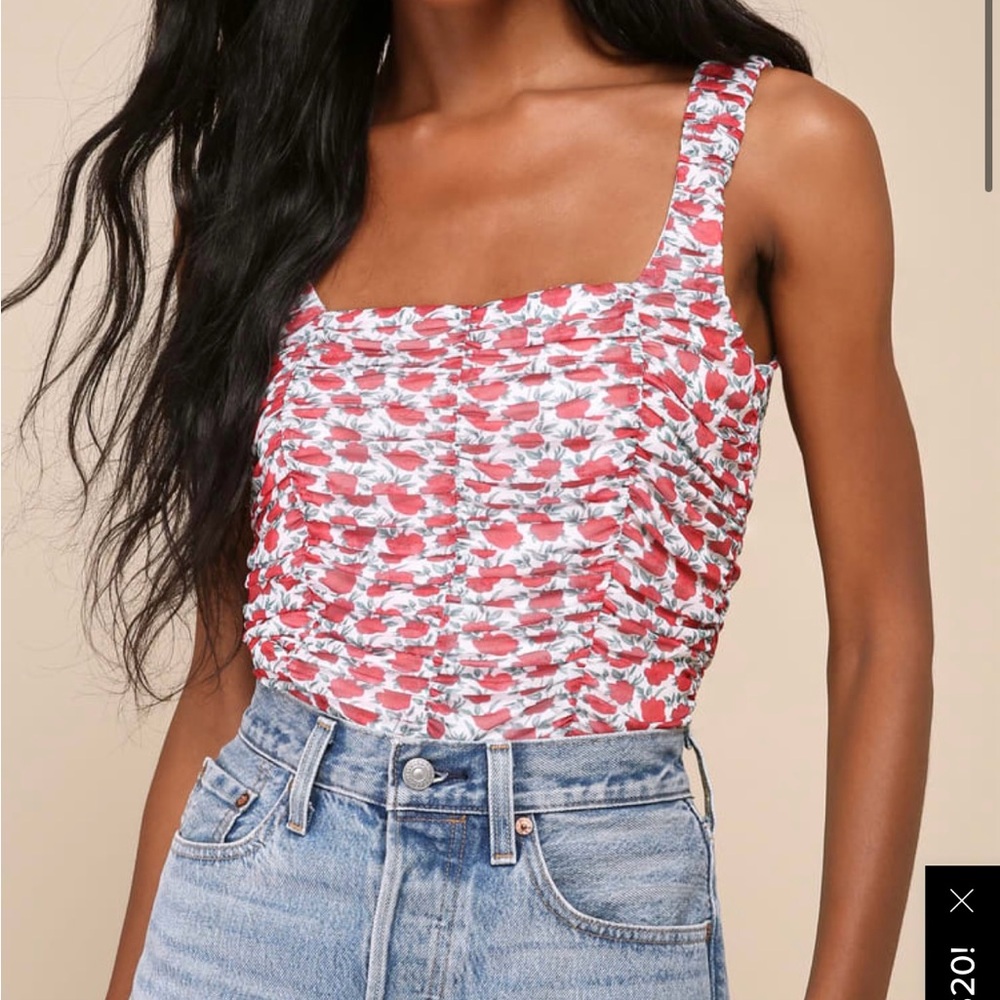 Lulu's Red and White Smocked Tank Top